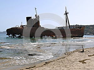 Dimitrios shipwreck at Selinitsa beach near Gytheio, Greece