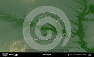 Dimitrovgrad outlined, Bulgaria. Physical