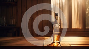 dimly isolated wine bottle