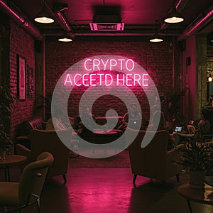 AI Generated Image of Dimly Lit Lounge with Neon \