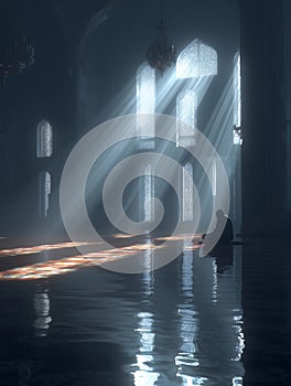 Reflective tranquility of a man in sujood during a serene moment