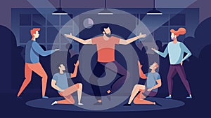 In a dimly lit studio men release their daily stresses and challenges through powerful and cathartic dance connecting