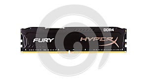 DIMM DDR 4 16 Gb Kingston HyperX Fury Memory RAM Module isolated on white background closeup top view