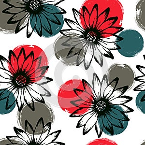 Dimorphotheca colorful vector repeat pattern. Osteospermum blossom over