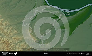 Dimovo outlined, Bulgaria. Physical