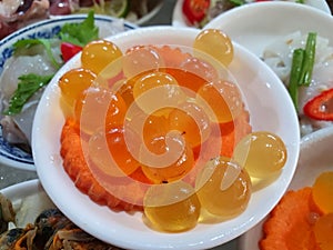 Dimsum in the steam basket . Chinese dimsum bamboo steamer.