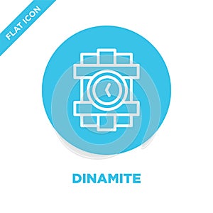 dinamite icon vector from military collection. Thin line dinamite outline icon vector  illustration. Linear symbol for use on web
