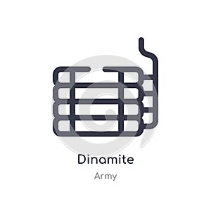 dinamite outline icon. isolated line vector illustration from army collection. editable thin stroke dinamite icon on white