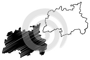 Dindigul district Tamil Nadu State, Republic of India map vector illustration, scribble sketch Dindigul map