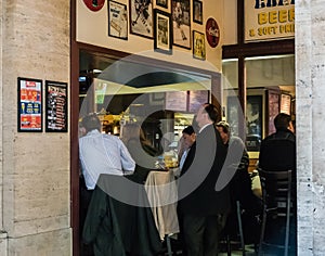 Diner customers in Union Station, Chicago, Illinois.