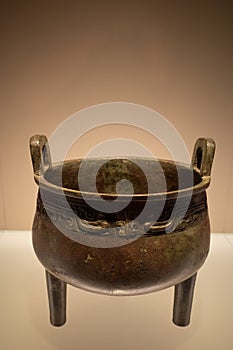 Bronze ding vessel Chinese ritual bronzes. photo