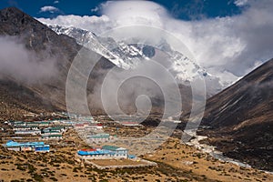 Dingboche village in Everest base camp trekking route, Himalaya mountains range in Everest region, Nepal