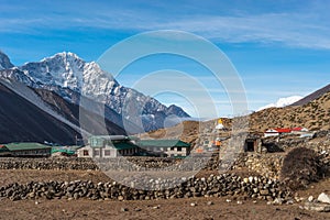 Dingboche village in Everest base camp trekking route in Himalaya mountains range, Nepal