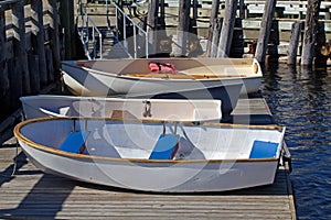 Dinghies on a floating dock