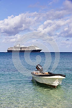 Dinghy and cruise ship
