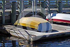 Dinghy on a floating dock