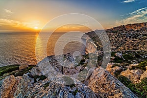 Dingli Cliffs, Malta, sunset, rock