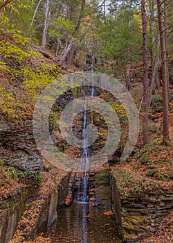 Dingmans Falls waterfall in the Poconos Mountains , Pennsylvania US.