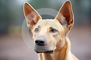 dingo with ears perked, detecting preys movement