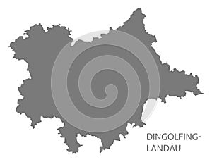 Dingolfing-Landau grey county map of Bavaria Germany