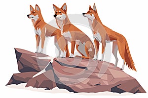 dingos on a rock isolated vector style