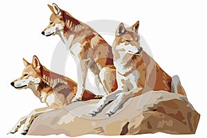 dingos on a rock isolated vector style