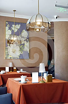 Dining area inside a Chinese restaurant.