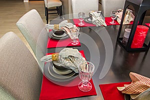 Dining Area Place Settings With Water Glasses