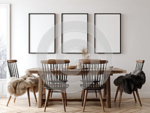 Cozy Dining Room with Blank Frames