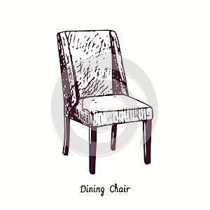 Dining Chair. Ink black and white doodle drawing