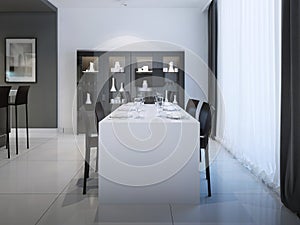 Dining at minimalist kitchen design