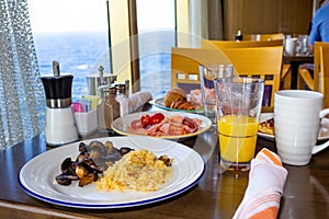 Dining Room Buffet aboard the luxury abstract cruise ship