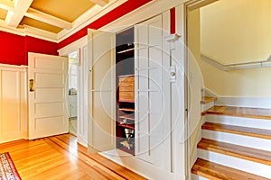 Dining room detailes with closet and staircase.