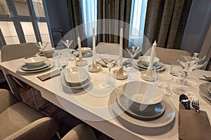 Dining room with elegant table setting for a party