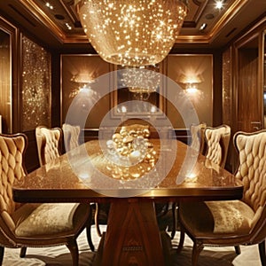 A dining room that exudes warmth and luxury