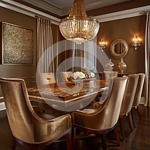 A dining room that exudes warmth and luxury