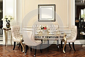 Dining room furniture in villa