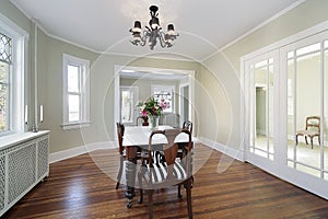 Dining room with glass doors