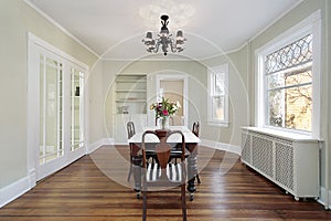 Dining room with glass doors