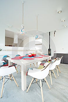 Dining room inside designed interior