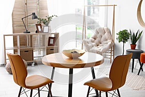 Dining room interior with table and chairs