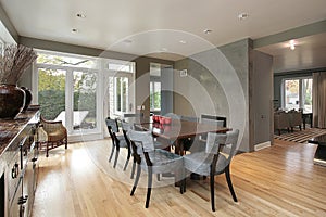 Dining room in luxury home photo