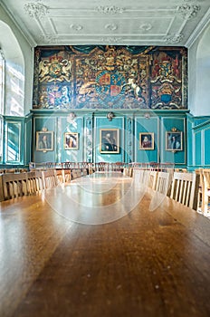 Dining room at Magdalene college, Cambridge, England.