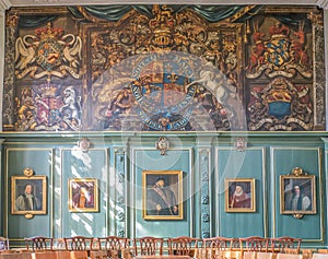 Dining room at Magdalene college, Cambridge, England.