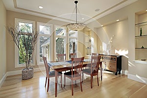 Dining room with narrow windows photo