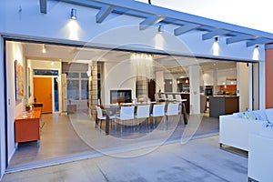 Dining room near patio in luxurious villa