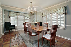 Dining room with spanish floor tiles