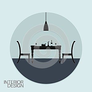 Dining room vector illustration flat set photo