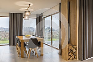 Dining room with wooden table