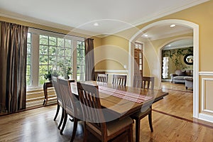 Dining room with yellow walls